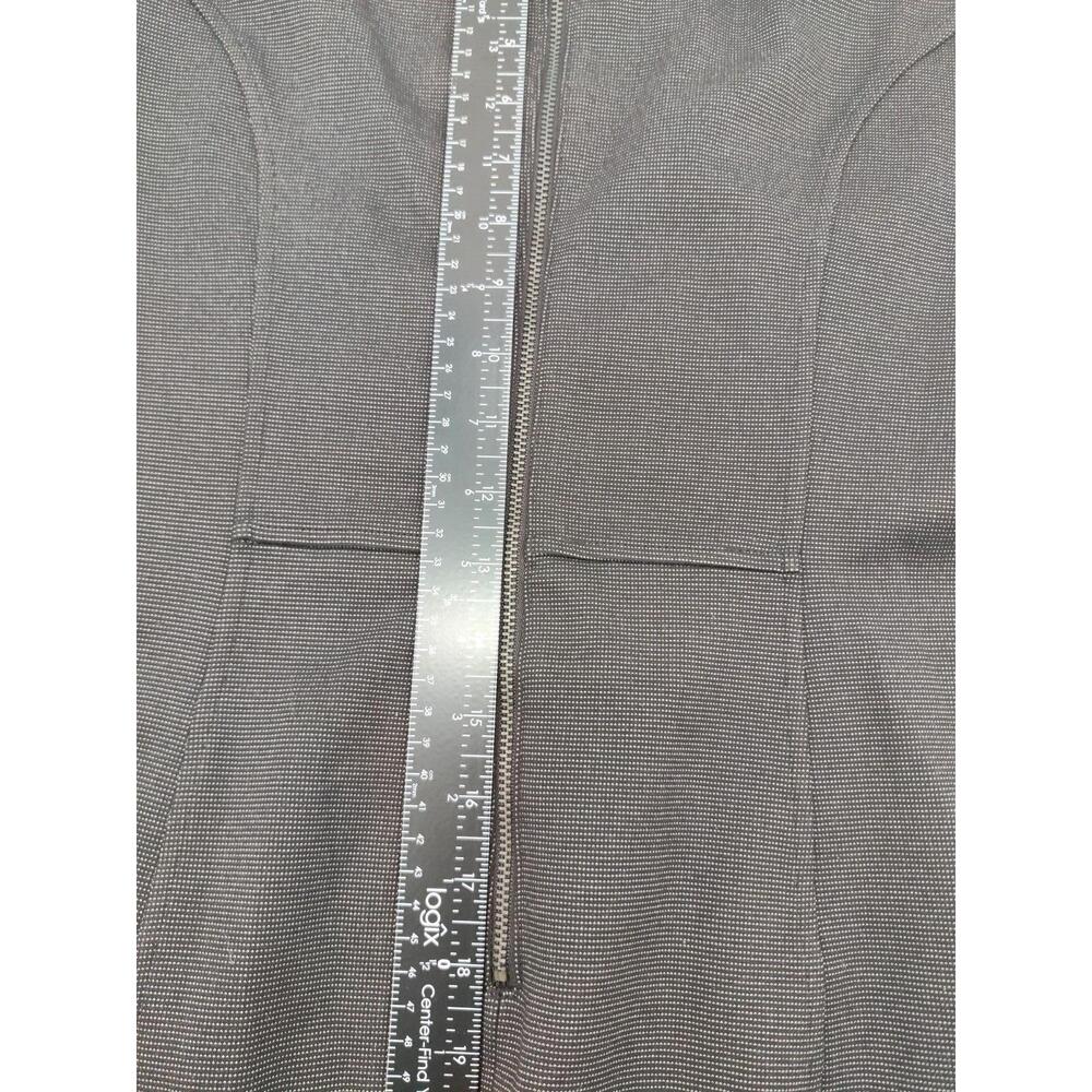 NEW YORK & COMPANY Womens Size 10 Grey Sheath Dress 3/4 Sleeve Piping - Picture 6 of 11